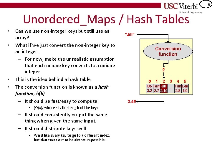 6 Unordered_Maps / Hash Tables • • Can we use non-integer keys but still 6 Unordered_Maps / Hash Tables • • Can we use non-integer keys but still