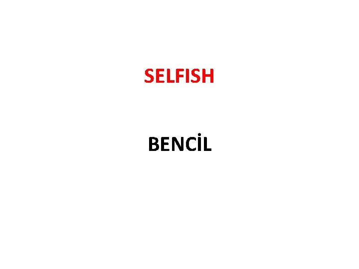 SELFISH BENCİL 