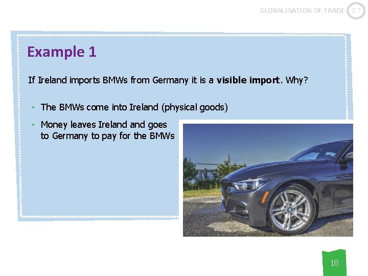 GLOBALISATION OF TRADE Example 1 If Ireland imports BMWs from Germany it is a