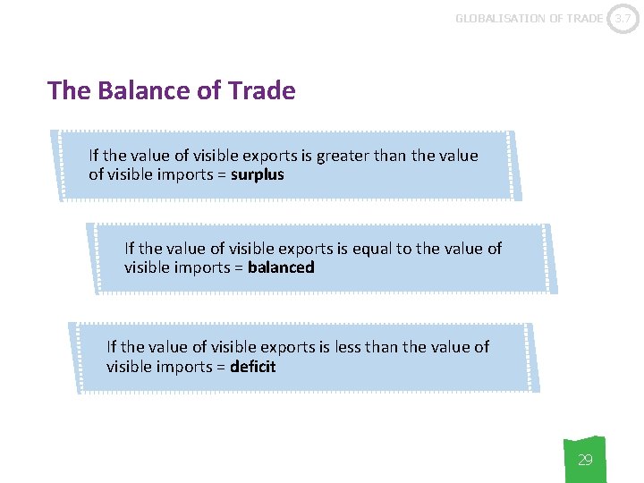 GLOBALISATION OF TRADE The Balance of Trade If the value of visible exports is