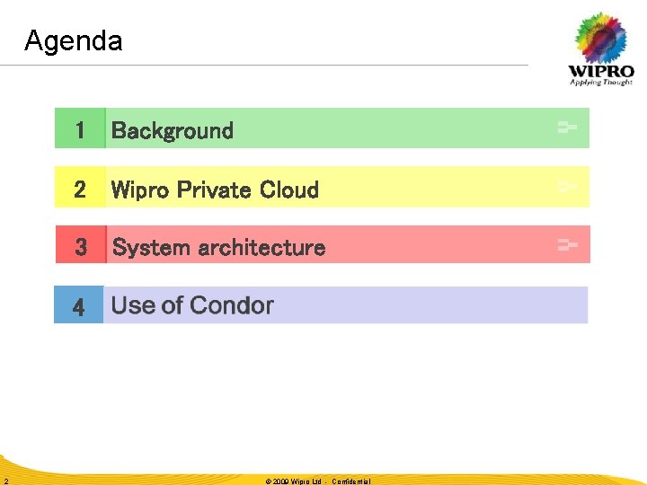 Agenda 1 Background 2 Wipro Private Cloud 3 System architecture 4 2 © 2009