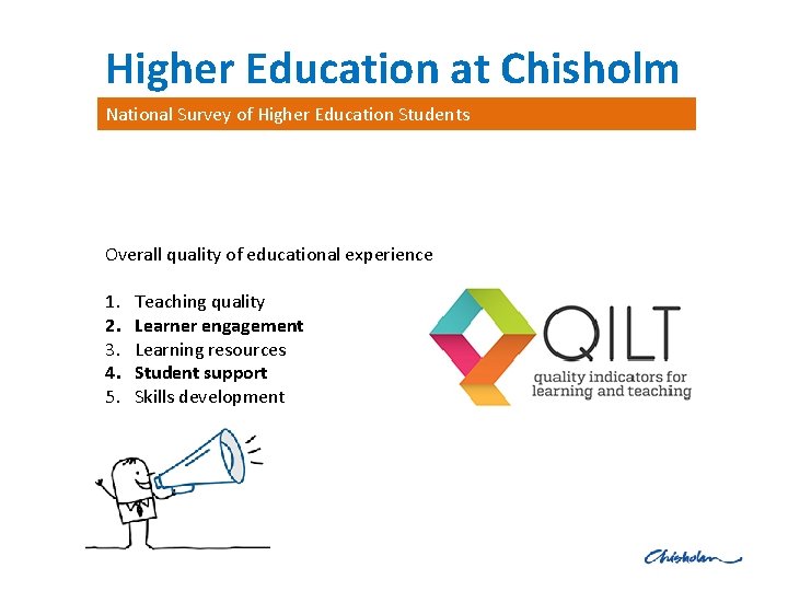 Higher Education at Chisholm National Survey of Higher Education Students Overall quality of educational