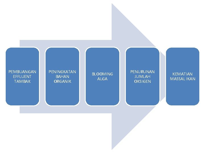PEMBUANGAN EFFLUENT TAMBAK PENINGKATAN BAHAN ORGANIK BLOOMING ALGA PENURUNAN JUMLAH OKSIGEN KEMATIAN MASSAL IKAN