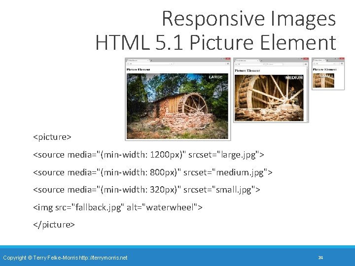 Responsive Images HTML 5. 1 Picture Element <picture> <source media="(min-width: 1200 px)" data-srcset="large. jpg"> Responsive Images HTML 5. 1 Picture Element <picture> <source media="(min-width: 1200 px)" data-srcset="large. jpg">