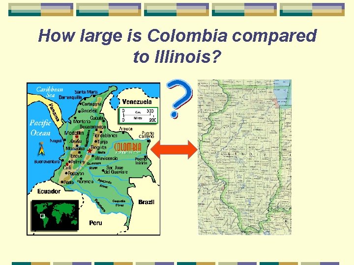 How large is Colombia compared to Illinois? 