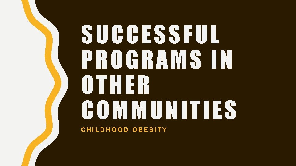 SUCCESSFUL PROGRAMS IN OTHER COMMUNITIES CHILDHOOD OBESITY 