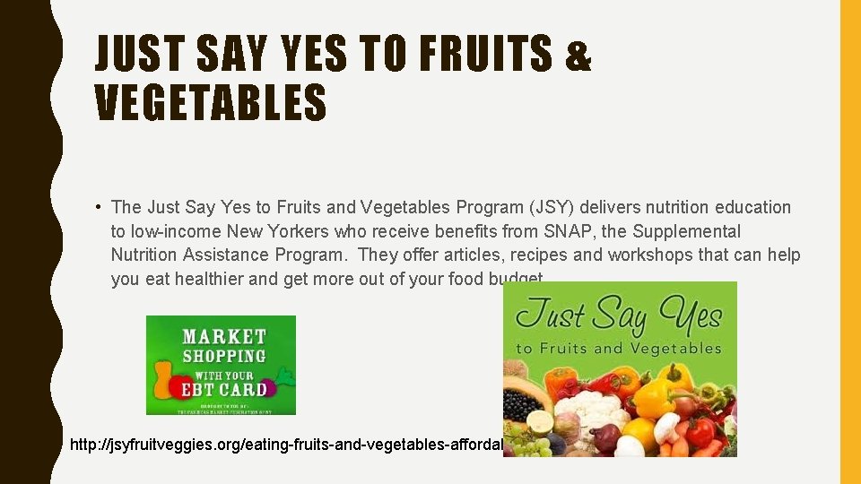 JUST SAY YES TO FRUITS & VEGETABLES • The Just Say Yes to Fruits