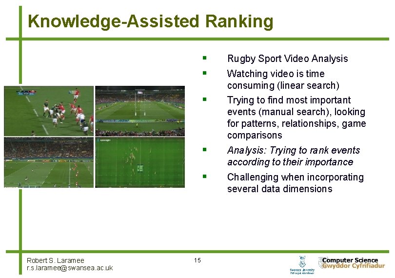 Knowledge-Assisted Ranking Robert S. Laramee r. s. laramee@swansea. ac. uk 15 Rugby Sport Video
