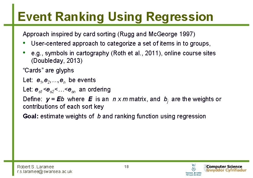 Event Ranking Using Regression Approach inspired by card sorting (Rugg and Mc. George 1997)
