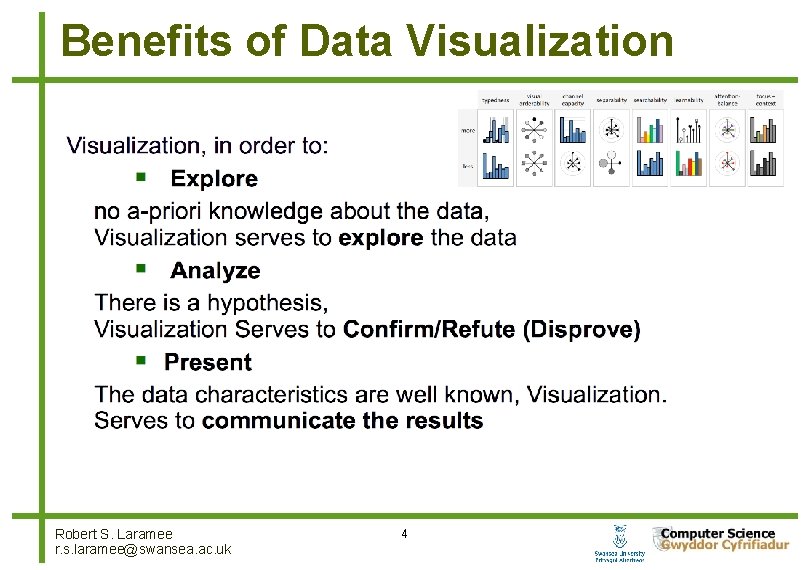Benefits of Data Visualization Robert S. Laramee r. s. laramee@swansea. ac. uk 4 4