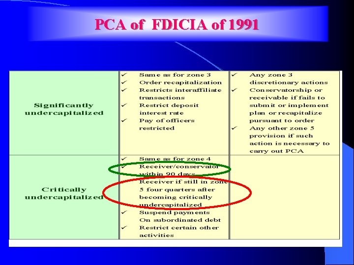 PCA of FDICIA of 1991 