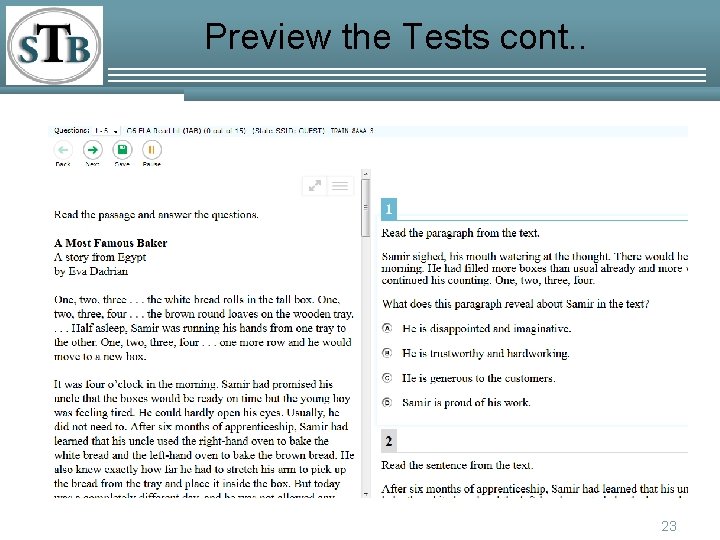 Preview the Tests cont. . 23 