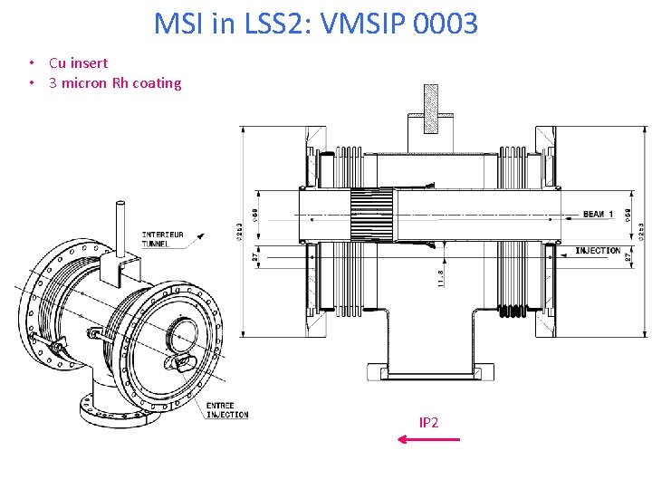 MSI in LSS 2: VMSIP 0003 • Cu insert • 3 micron Rh coating