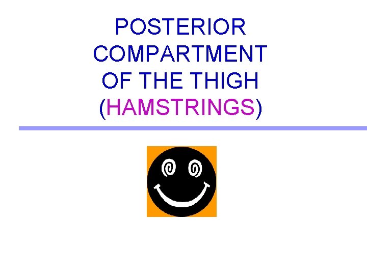 POSTERIOR COMPARTMENT OF THE THIGH (HAMSTRINGS) 