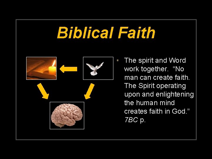 Biblical Faith ▪ The spirit and Word work together. “No man create faith. The