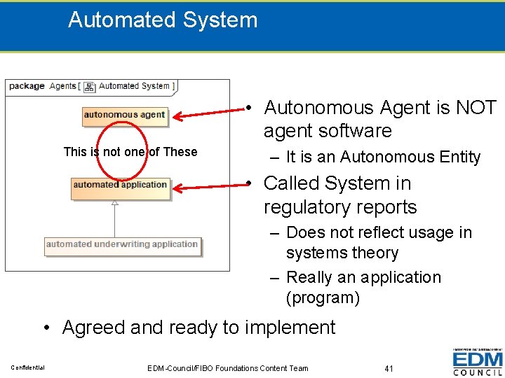 Automated System • Autonomous Agent is NOT agent software This is not one of