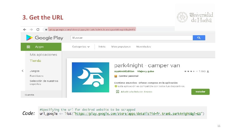 3. Get the URL Code: 11 