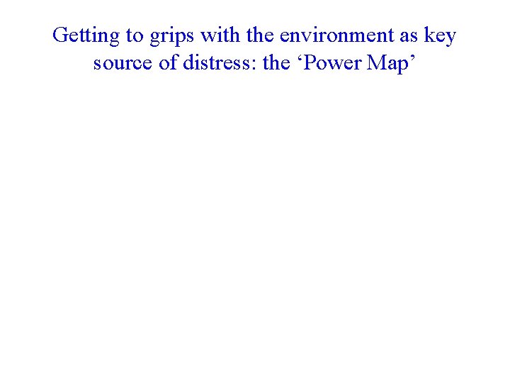 Getting to grips with the environment as key source of distress: the ‘Power Map’