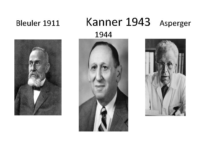 Bleuler 1911 Kanner 1943 1944 Asperger 