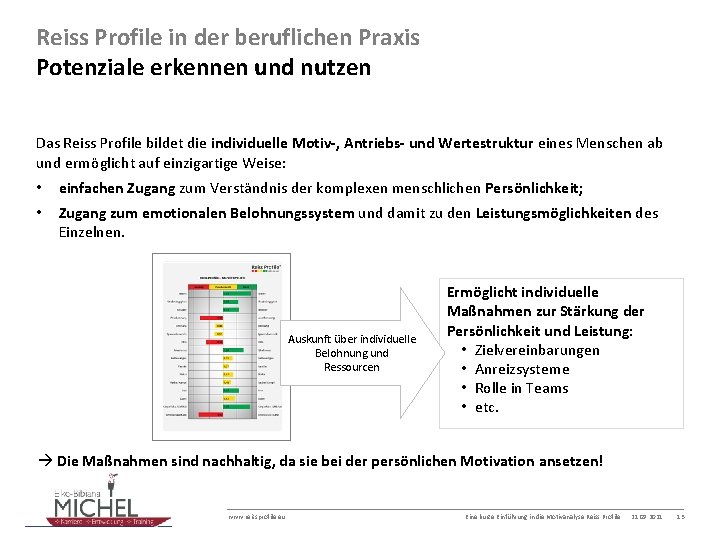 Reiss Profile in der beruflichen Praxis Potenziale erkennen und nutzen Das Reiss Profile bildet