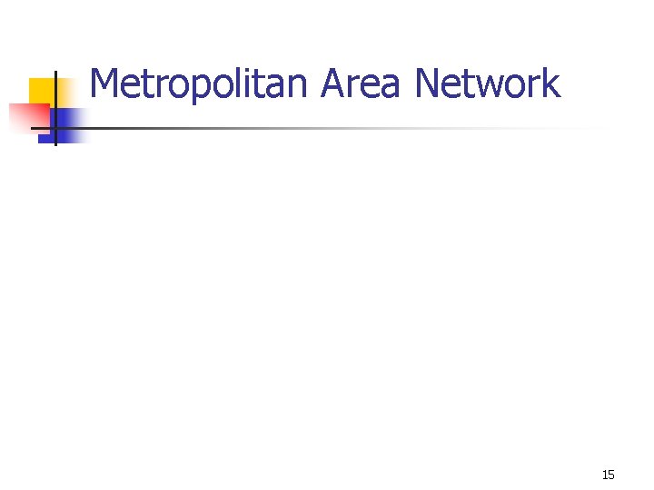 Metropolitan Area Network 15 