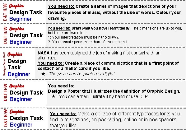 D&T H/W Graphics Design Task Beginner Graphics D&T H/W Design. Tech H/W Graphics You