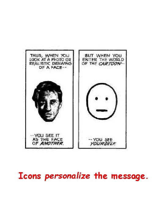 Icons personalize the message. 