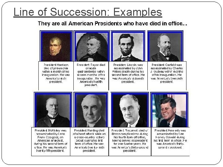 Line of Succession: Examples 