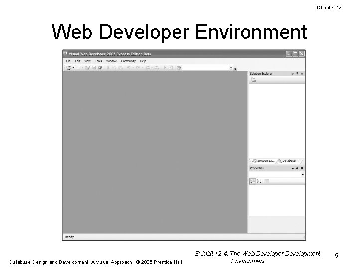 Chapter 12 Web Developer Environment Database Design and Development: A Visual Approach © 2006