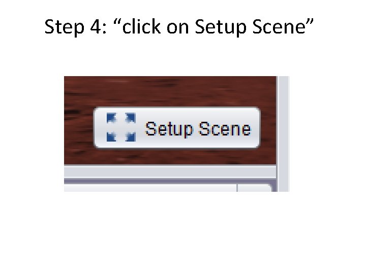 Step 4: “click on Setup Scene” Step 4: “click on Setup Scene”