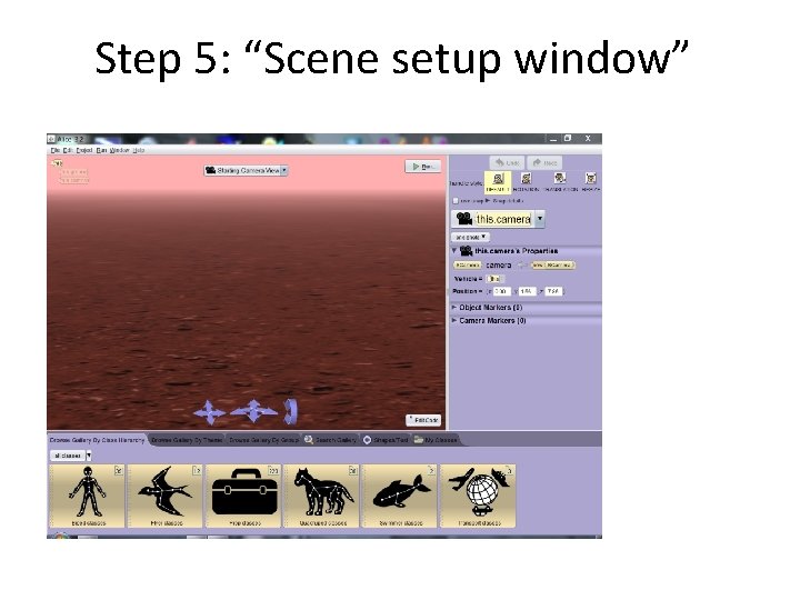 Step 5: “Scene setup window” Step 5: “Scene setup window”