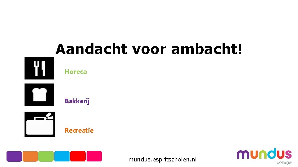 Aandacht voor ambacht! Horeca Bakkerij Recreatie mundus. espritscholen. nl 