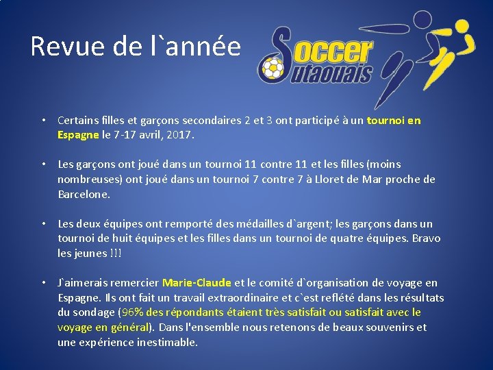 Revue de l`année • Certains filles et garçons secondaires 2 et 3 ont participé