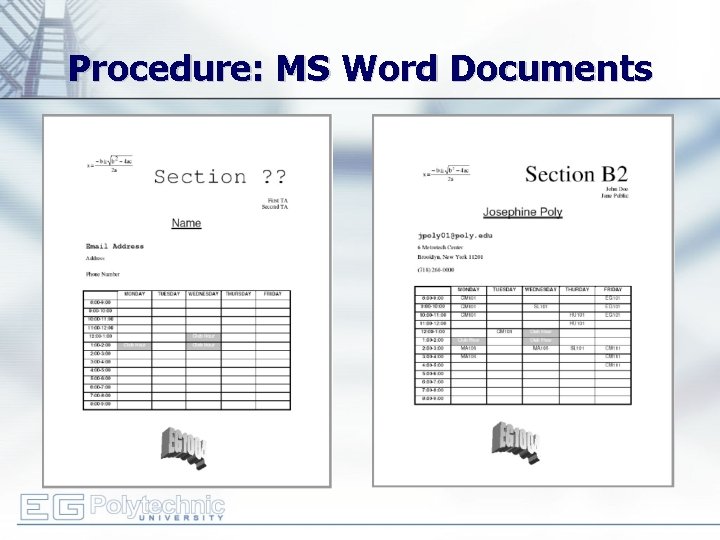 Procedure: MS Word Documents 