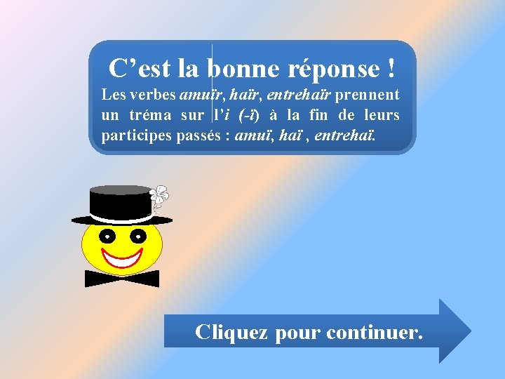 C’est la bonne réponse ! Les verbes amuïr, haïr, entrehaïr prennent un tréma sur