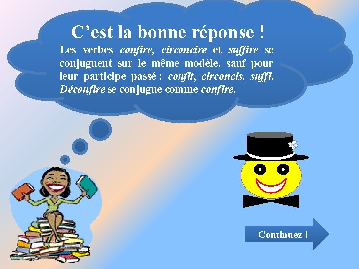 C’est la bonne réponse ! Les verbes confire, circoncire et suffire se conjuguent sur