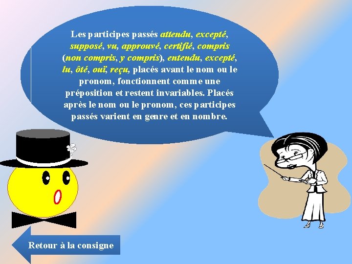 Les participes passés attendu, excepté, supposé, vu, approuvé, certifié, compris (non compris, y compris),