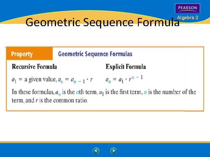 Geometric Sequence Formula Algebra 2 