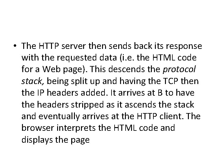  • The HTTP server then sends back its response with the requested data