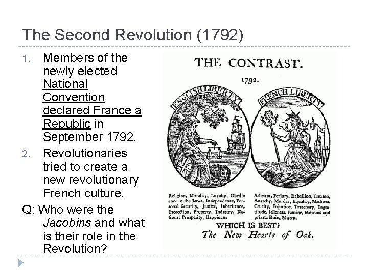 The Second Revolution (1792) Members of the newly elected National Convention declared France a