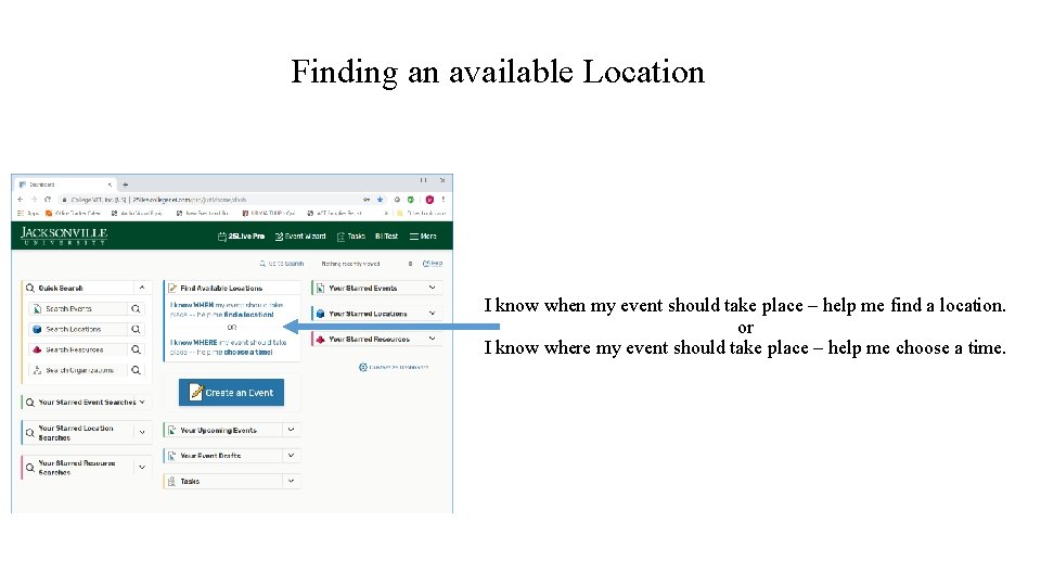 Finding an available Location I know when my event should take place – help