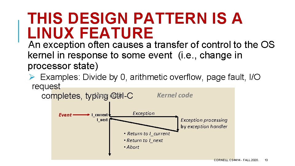 THIS DESIGN PATTERN IS A LINUX FEATURE An exception often causes a transfer of