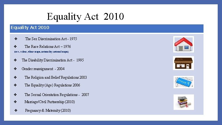 Equality Act 2010 v The Sex Discrimination Act - 1975 v The Race Relations