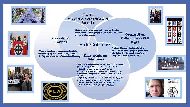 Neo Nazi White Supremacist /Right Wing Extremists Believe white race is inherently superior to