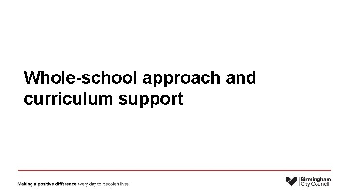 Whole-school approach and curriculum support 