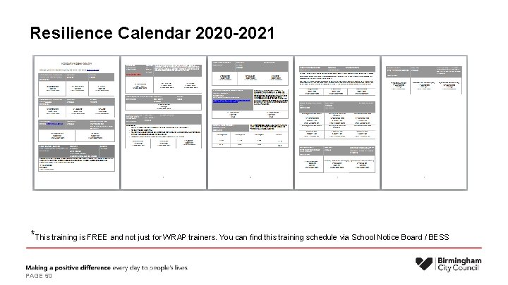Resilience Calendar 2020 -2021 *This training is FREE and not just for WRAP trainers.