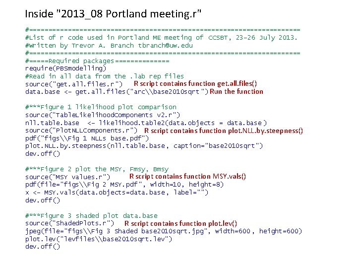 Inside "2013_08 Portland meeting. r" #=================================== #List of r code used in Portland ME