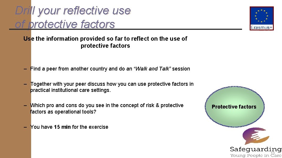 Drill your reflective use of protective factors Use the information provided so far to