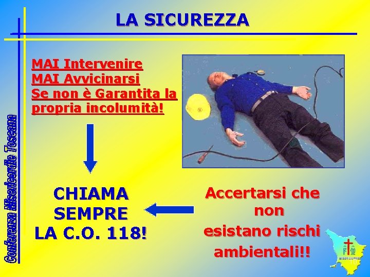 LA SICUREZZA MAI Intervenire MAI Avvicinarsi Se non è Garantita la propria incolumità! CHIAMA