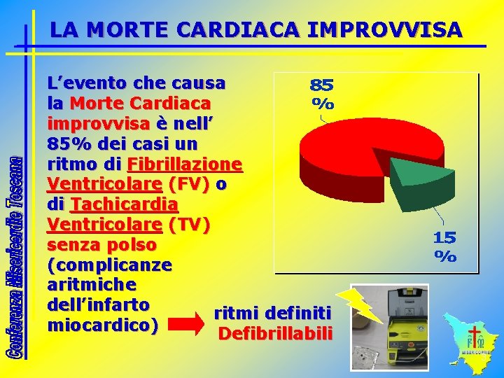 LA MORTE CARDIACA IMPROVVISA L’evento che causa la Morte Cardiaca improvvisa è nell’ 85%